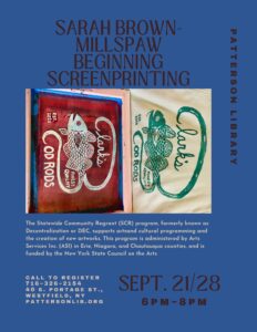 Sarah Brown-Millspaw Beginner Screenprinting @ Patterson Library
